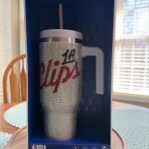 NBA Blue and Silver Sparkly Stainless Steel Tumbler